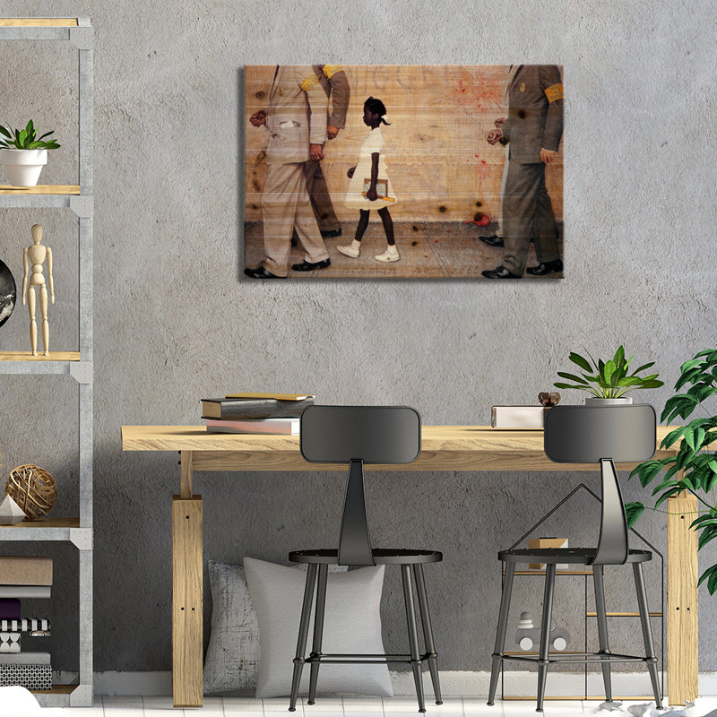 Le problème que nous vivons tous (Ruby Bridges) par Norman Rockwell - Impression sur bois sans cadre, L 26 po x H 18 po