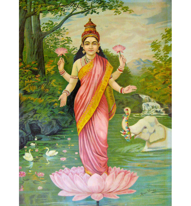 Lakshmi, la déesse de la richesse, H 38 po x l 28 po