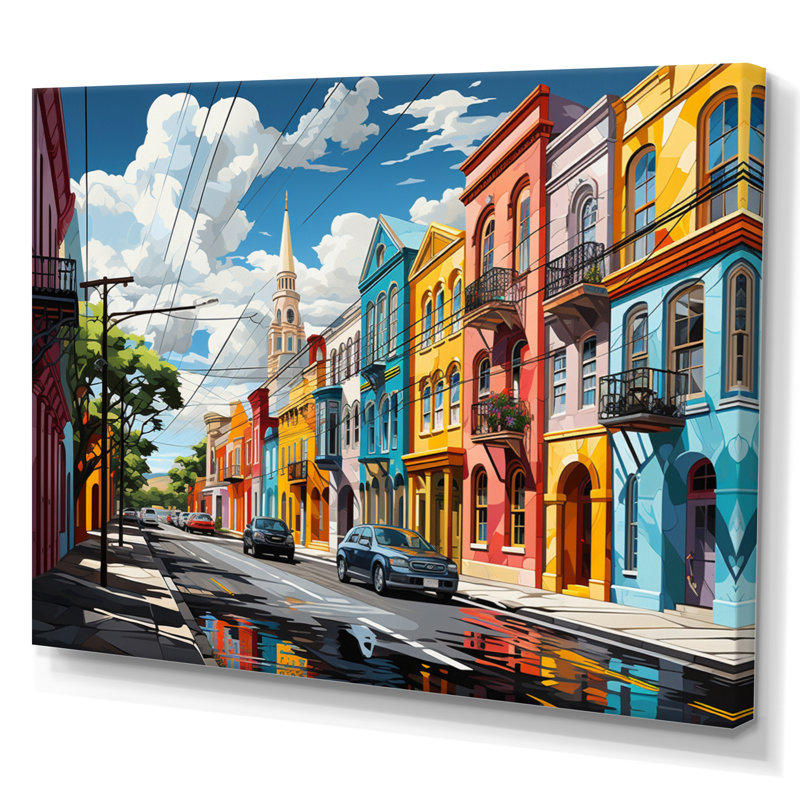 City Charleston Popart II sur toile, Toile tendue, H 34 po x l 44 po x P 1,5 po