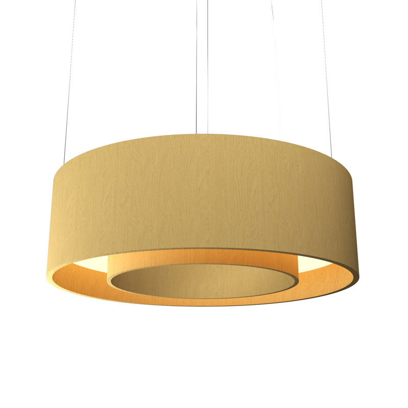 Lustre tambour unique à 1 lumière DEL Cilíndrico, H 10,17 po x l 31,5 po x P 31,5 po, Or biologique