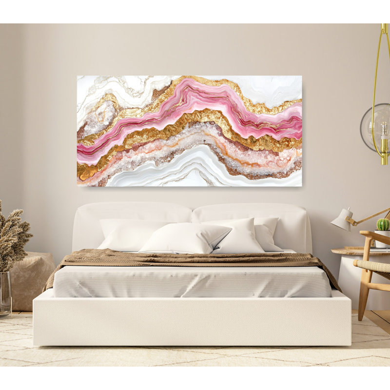 Pink Geode Wall Art Extra Large Canvas, 40" H x 80" W x 1.5" D