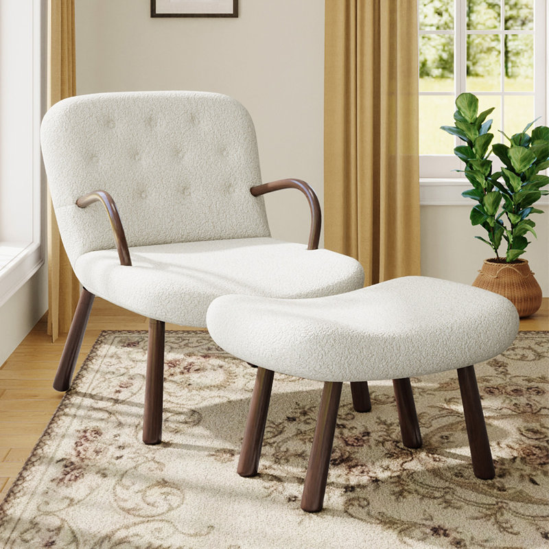 Kepper Upholstered Armchair with Footstool
