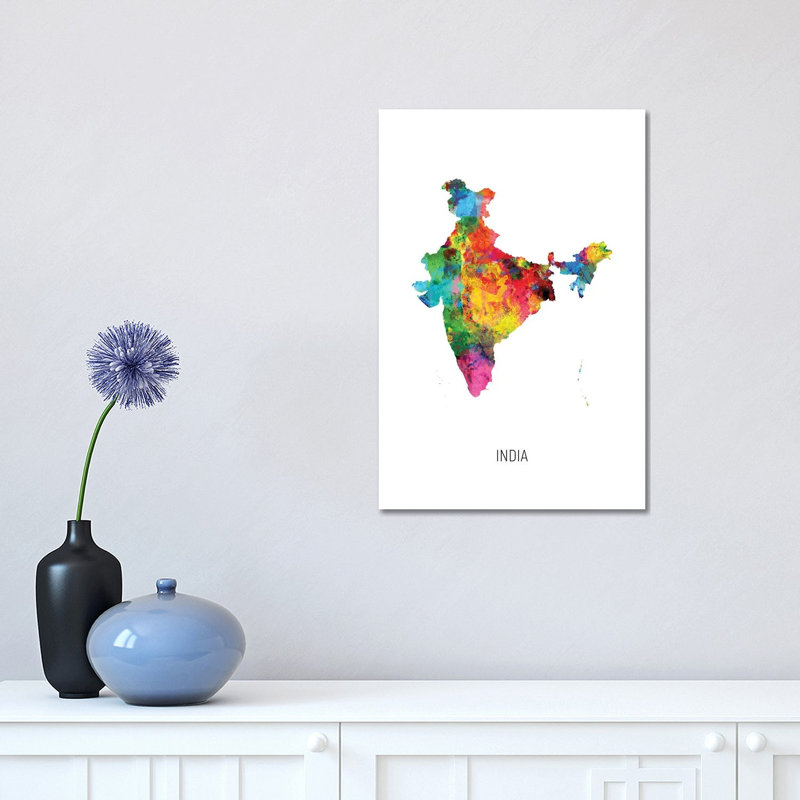 India Map by Michael Tompsett - Wrapped Canvas Gallery-Wrapped Canvas Giclée, 30.48 cm H x 45.72 cm W