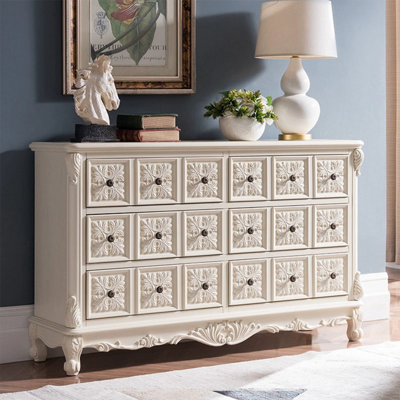 Armoire d'appoint en bois manufacturé blanc massif, Blanc