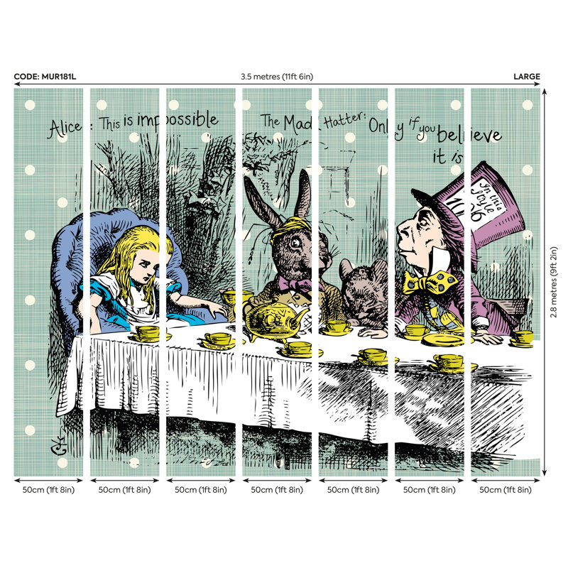 Tea Party Matte Wall Mural, 280cm L x 350cm W