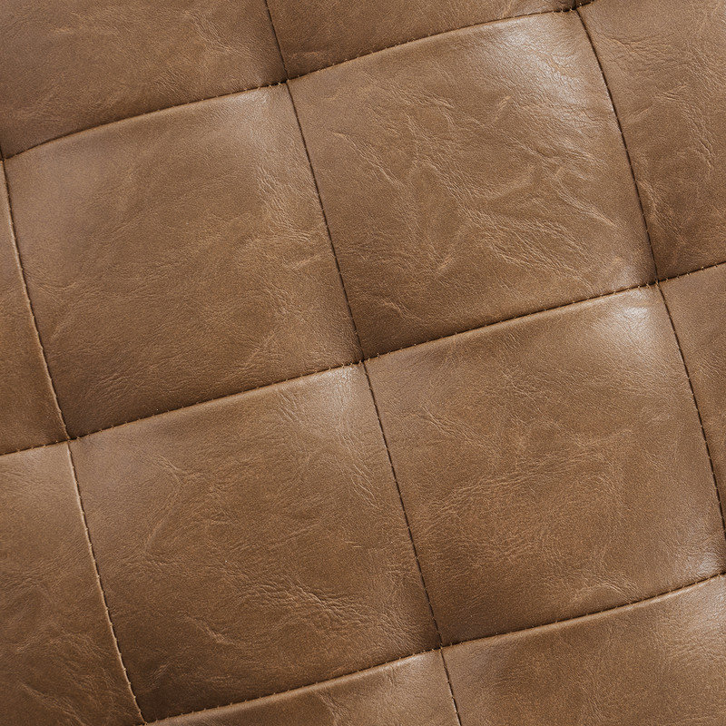 Crompton 18" Tufted Round Storage Ottoman, Mocha Faux Leather