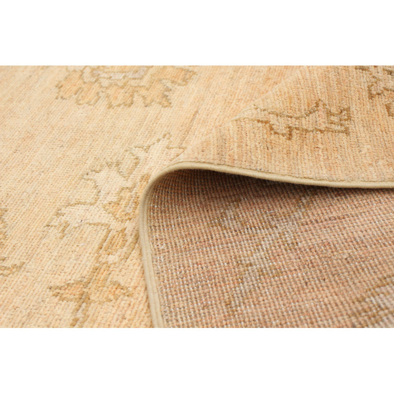 Tapis unique en laine noué à la main Oushak de style nouvel âge de 18 pi et de 6 pi 1 po x 8 pi 11 po beige