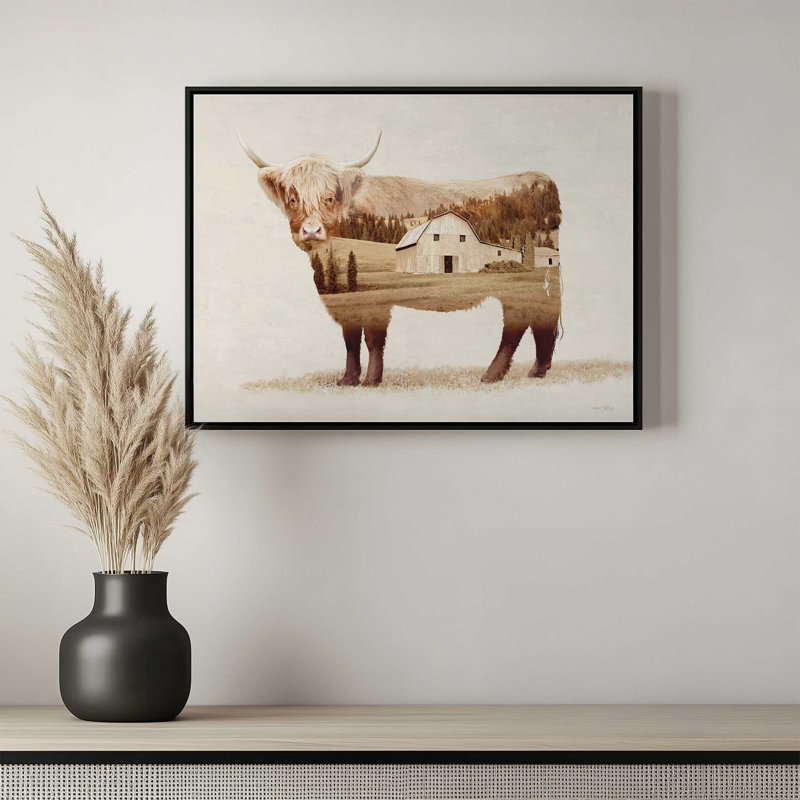 «Landscape Highland Fusion» par Amber Sterling, reproduction d'art, L 40 x H 30, Toile avec cadre, Blanc