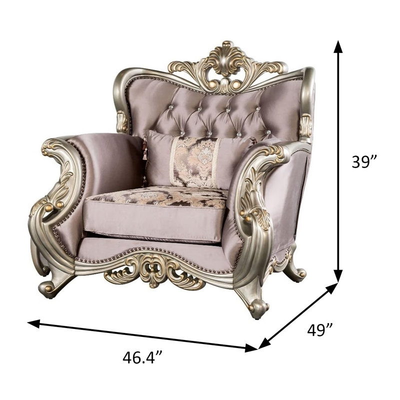Chaise traditionnelle l 46,4 po, champagne / mauve