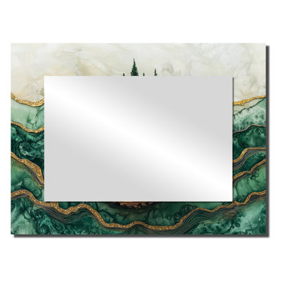 Bold Forest Landscape Path Of The Emerald River I - Traditional Decorative Mirror Wall Art