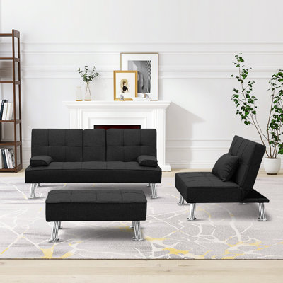Twin 61.42'' Upholstered Convertible Sofa