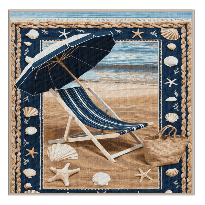  Tapis bord de mer lavable, Carré 4 pi