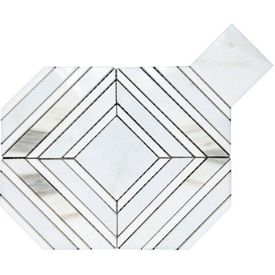 Carreau de mur et de sol en mosaïque encadrée de mosaïque en or blanc Calacatta 9x11 Serena de Serena (paquet de 3,53 pieds carrés / boîte) - paquet de 5