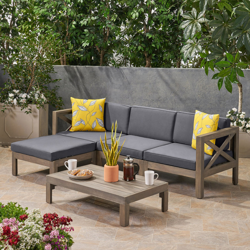 LSHAPE SOFA SET, DARK GREY