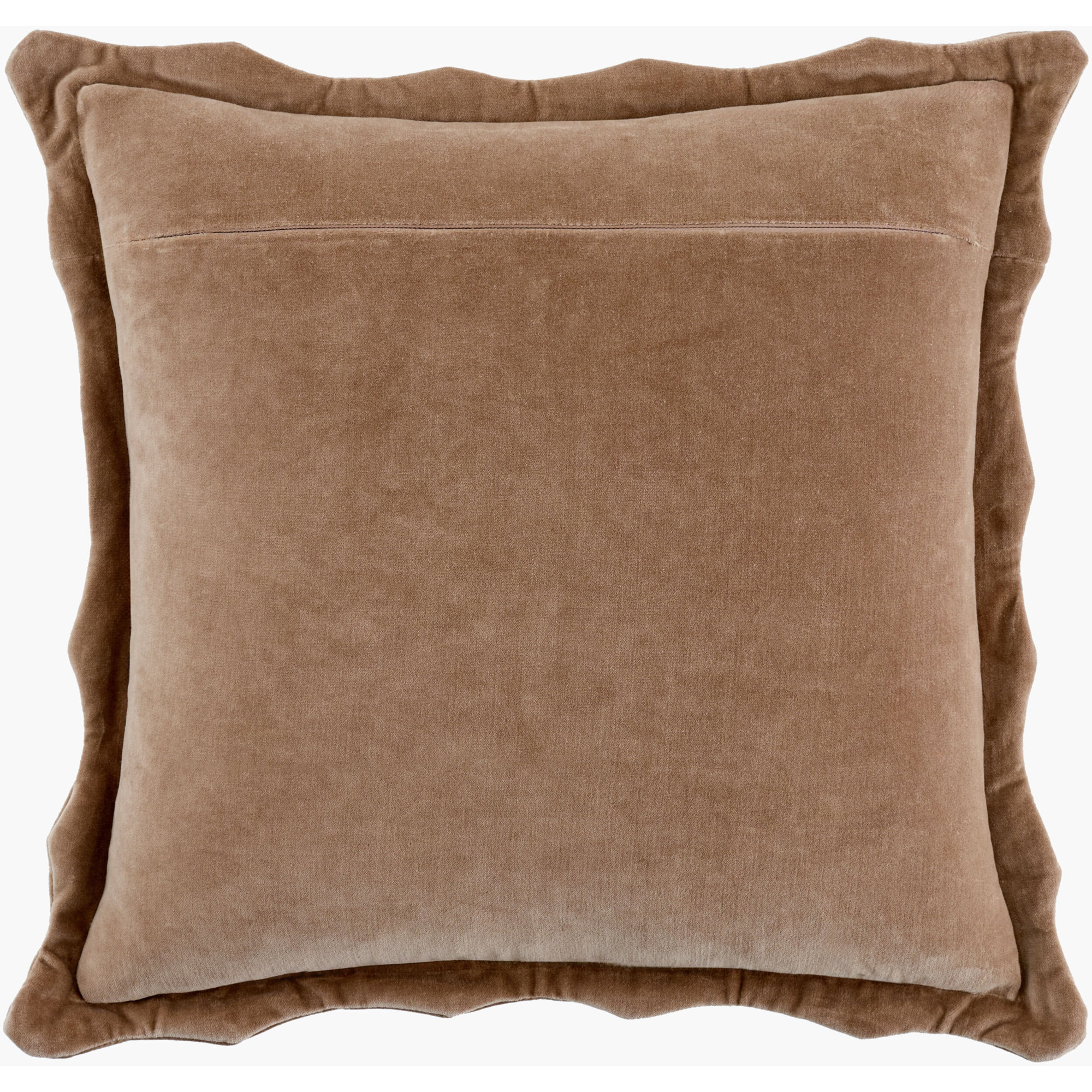 Collier Scalloped Edges Cotton Throw Pillow, Pillow Cover Only - No Insert, Brown, 22"H x 22"W