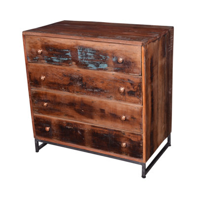 Reclaimed Wood 4 Drawer Chest, 35x20x35