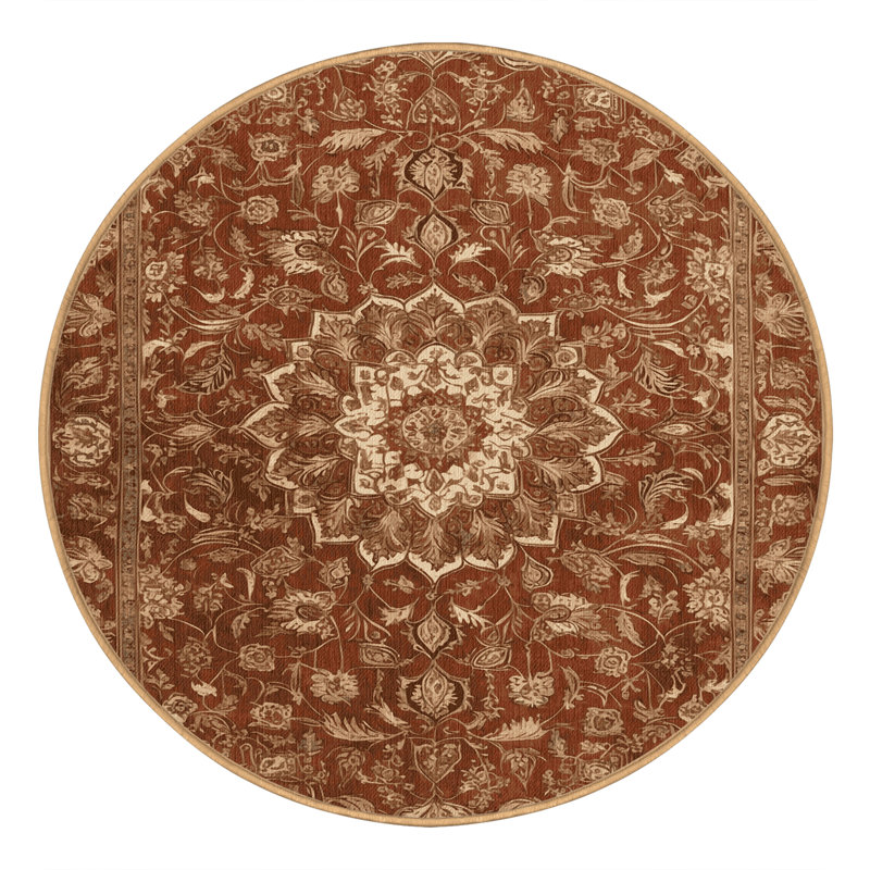 Tapis brun lavable à la machine, Rond 6 pi