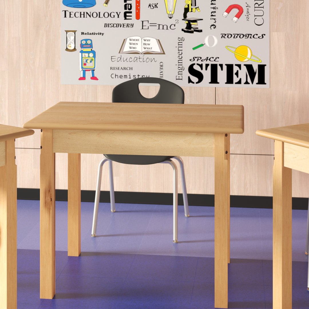 Solid Wood Rectangle 2 Students Activity Table Wood Designs 