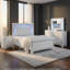 Ensemble de chambre à coucher grand lit 4 pièces Alen, capitonnage à boutons, garniture de miroir, blanc-111515093