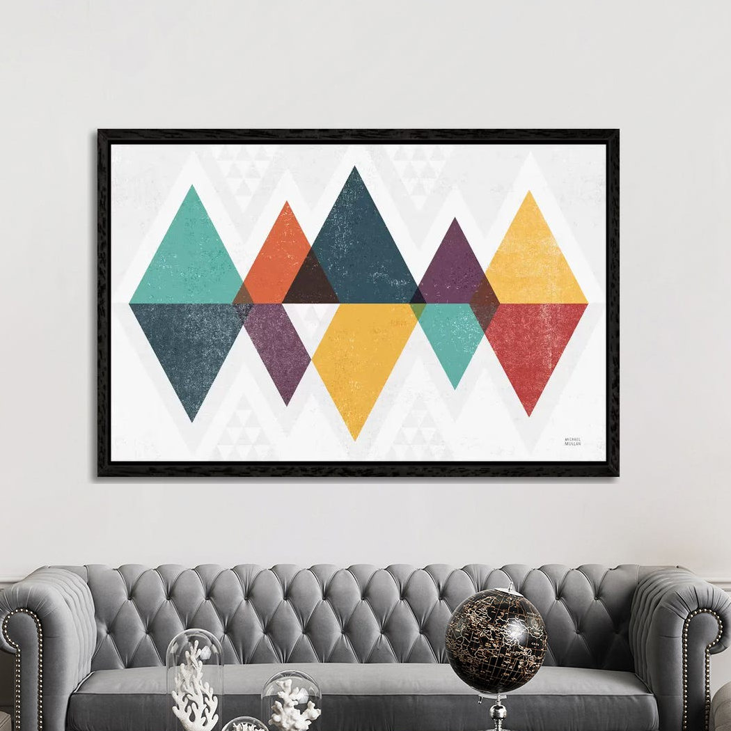 Mod Triangles II Retro - Print on Canvas