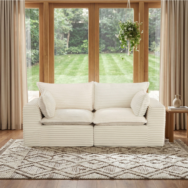 Canapé modulaire 78,8 po, velours côtelé inspiré des nuages, aucun assemblage requis, modules légers, revêtement pour animaux de compagnie