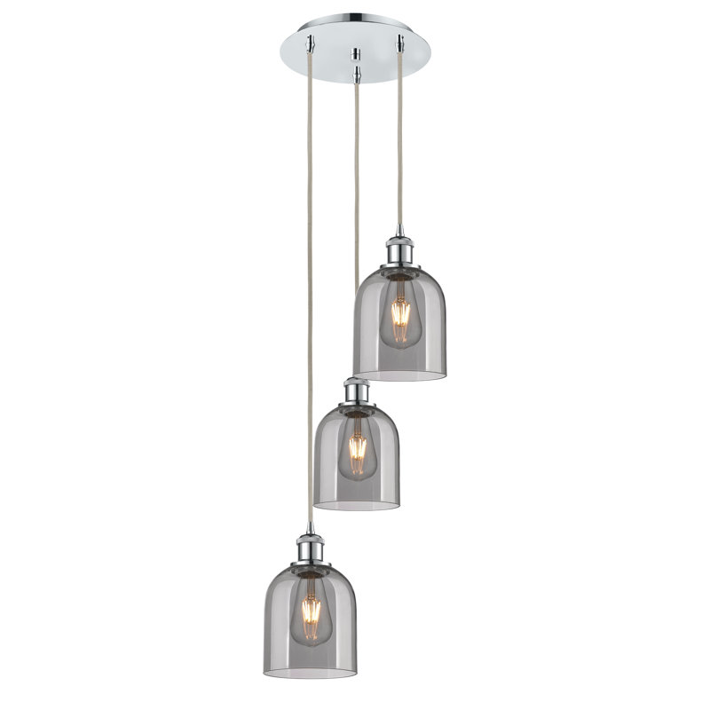 Odaniel 3 - Light Cluster Pendant, Polished Chrome, Light Smoke