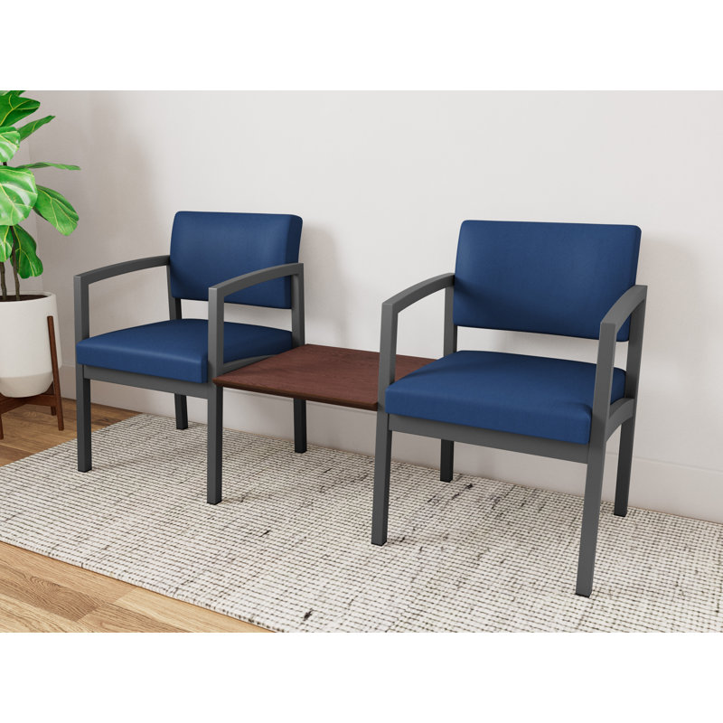 Structure tandem 2 places avec table centrale en acier Lenox, Gris anthracite / noyer cacao, Cocoa Walnut