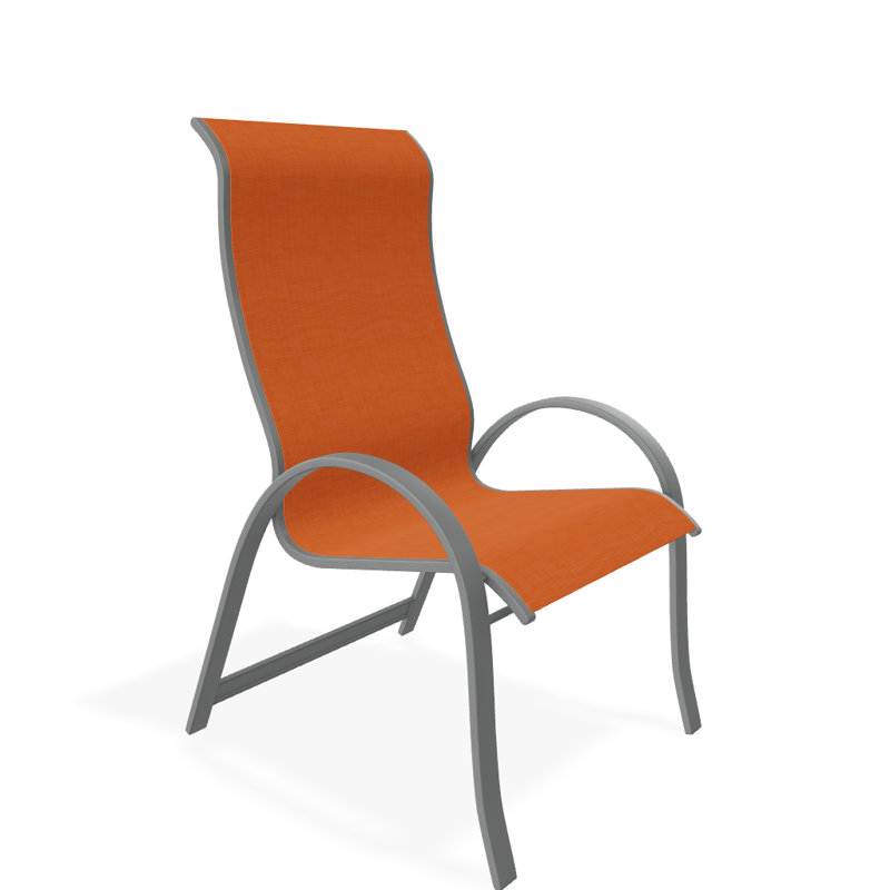 Aruba 1 Outdoor Dining Armchair, Textured Graphite, Canvas Tangerine Sunbrella® Canvas