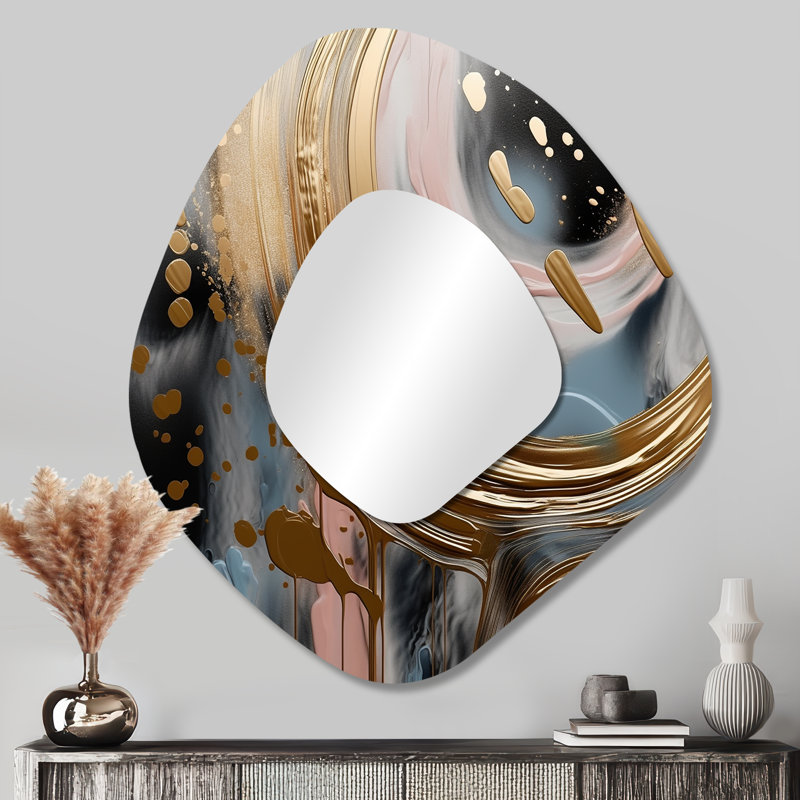 Bryson - Miroir mural moderne abstrait aux formes asymétriques, 35 po x 31 po