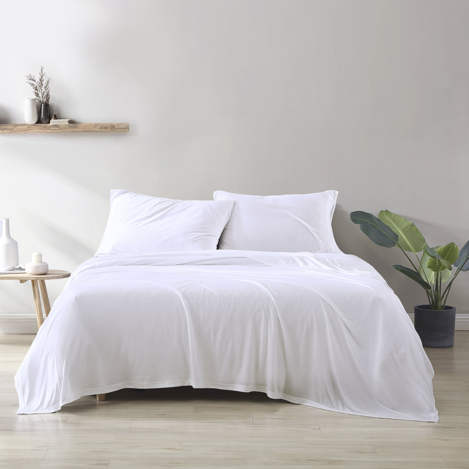 Fransen Sheet Set, Queen Sheet Set with 2 Pillowcases, White