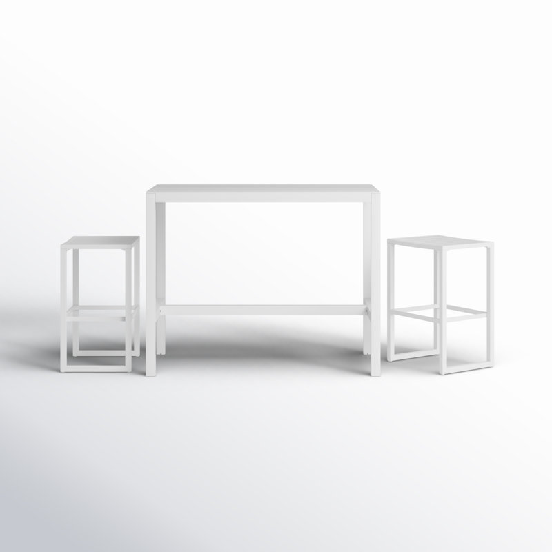 Ensemble repas extérieur en aluminium Armando, 2, Blanc