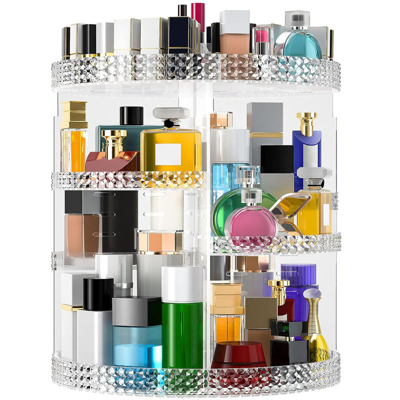 Organisateur de maquillage rotatif 360 avec 7 couches réglables - Rangement pour parfums et cosmétiques pour comptoir de salle de bain et de salle de bain