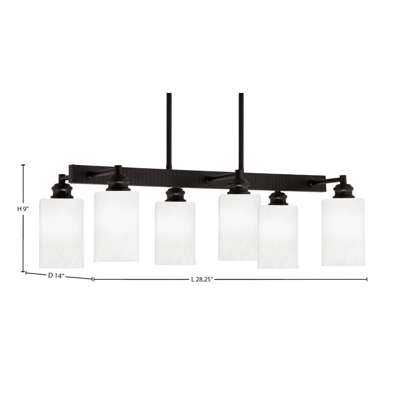 Edge 6 Light Bar Shown With 4" White Marble Glass, Espresso