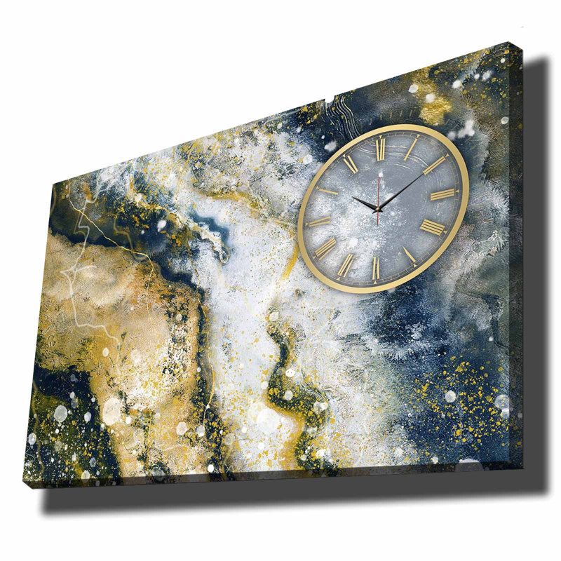 Elegant Canvas Wall Clock, 27.6 x 39.4 inches | 100% Suede Canvas with 100% Wooden Frame (Thickness: 1.1 inches) | Perfect for Home Décor, Stylish Timepiece for Living Room & Office, Unique Design