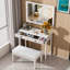 Bureau de meuble-lavabo moderne blanc 38 "avec miroir et tabouret | Tiroirs striés, table multi-usage, 2 grands tiroirs, largeur 38,4"