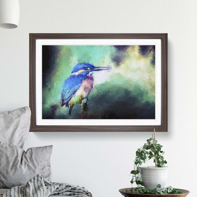 The Kingfisher Bird Looking West in Abstract - Picture Frame Painting Print