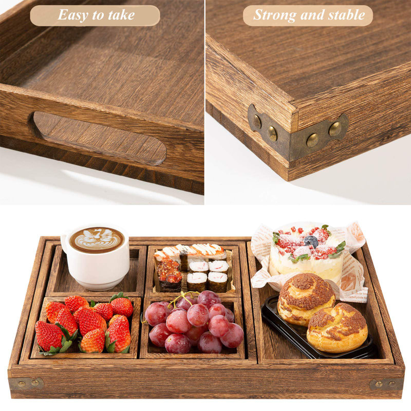 Fynche Solid Wood Tray, Brown