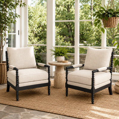 Chaise d'appoint rembourrée avec structure en bois massif et coussins amovibles