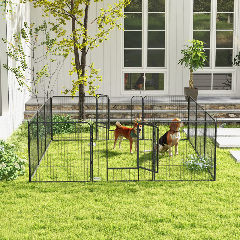 Panel Steel Pet Barrier With Door, 80cm H x 320cm W x 160 cm D