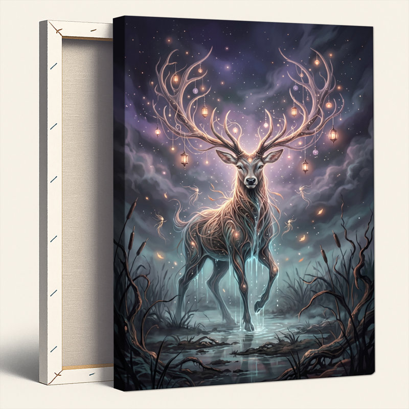 Mystic Deer, reproduction d'art sur toile, ensemble de 1, 18"H x 12"W, Wrapped Canvas