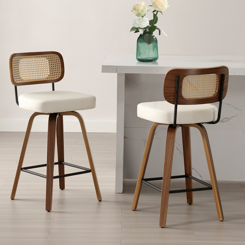Swivel Upholstered Counter Stool, White