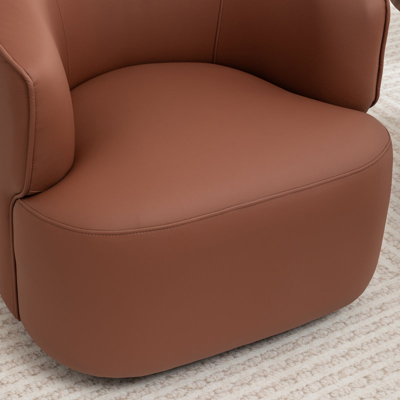 Fauteuil demi-tonneau pivotant de 32 po Tybias, Marron foncé