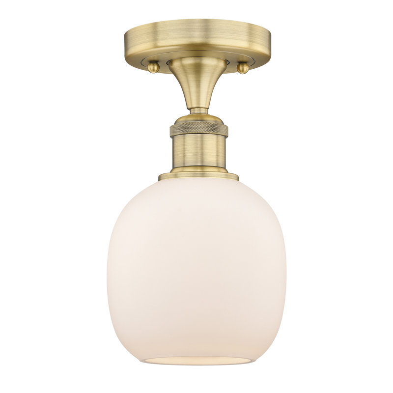 Plafonnier semi-encastré en verre Magréb, Blanc mat, Laiton brossé