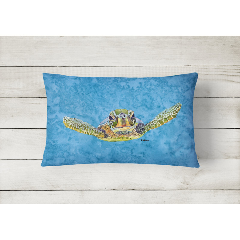 Turtle Outdoor Reversible Throw Pillow, 12" H x 16" W x 4.5" D, Rectangular
