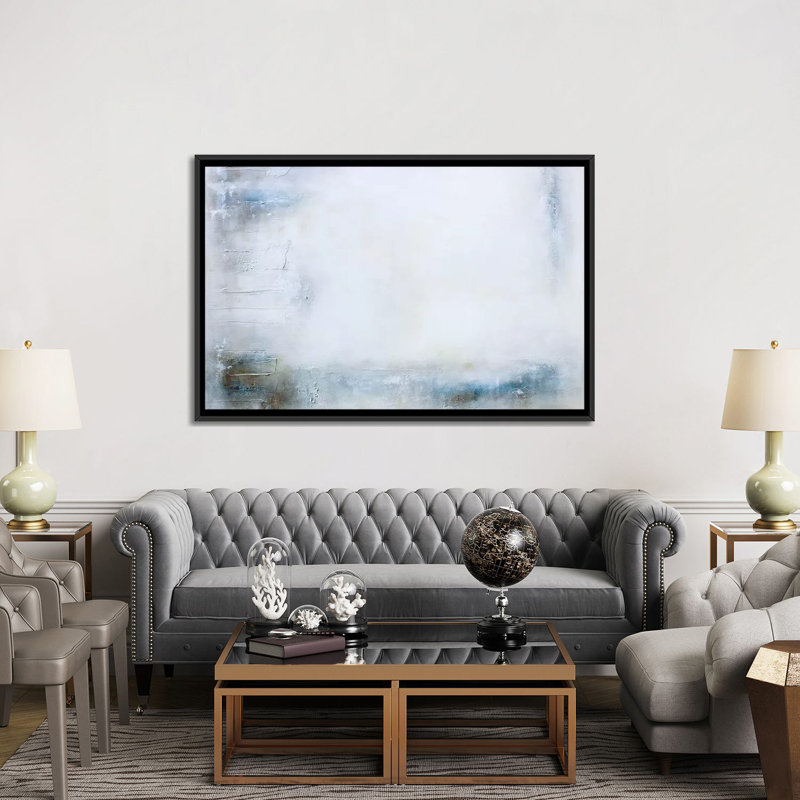 « en rive », reproduction sur toile, H 18 po x l 26 po x P 1,5 po, Toile avec cadre noir, Pas de tapis
