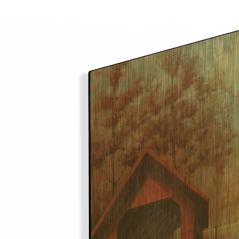 «Covered Bridge» par White Ladder, art mural en métal doré, 16 po x 24 po, 16 po x 24 po