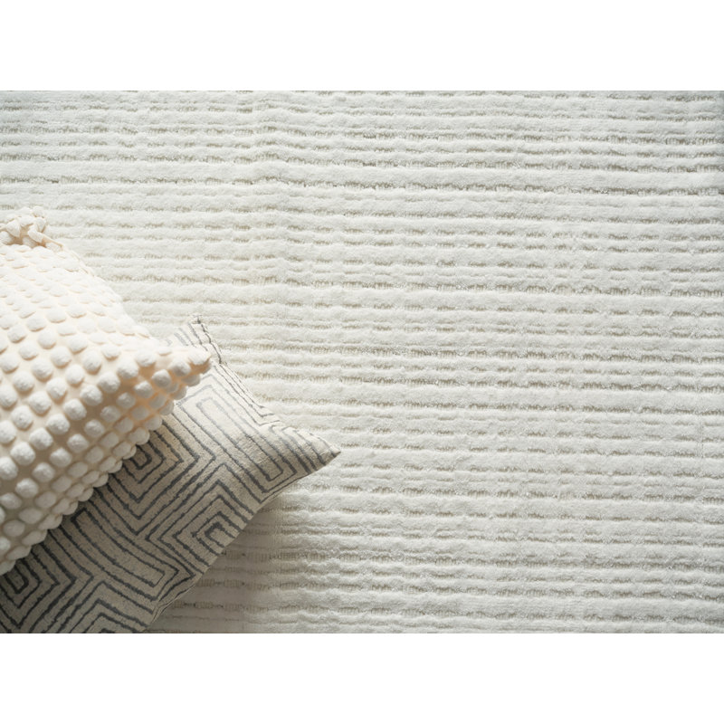 Cabrini Modern Handmade Silky Nylon, White Area Rug, Rectangle 10' x 14'