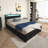 Bed Frame with 8 Storage Drawers, LED Headboard with Charging Station, Metal Platform Bed Frame, No Box Spring Needed, Noise-Free, Stable and Solid, BLACK-2029645843-2025908275