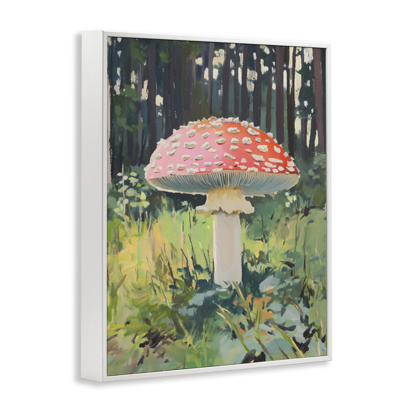 Giclée encadrée de champignon rouge dans une forêt ensoleillée, design par The Prints Vibe, 14 x 11