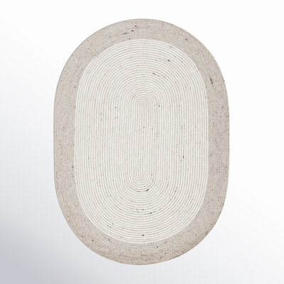 Aria Geometric Hand-Woven Wool/Cotton Beige/Ivory Area Rug